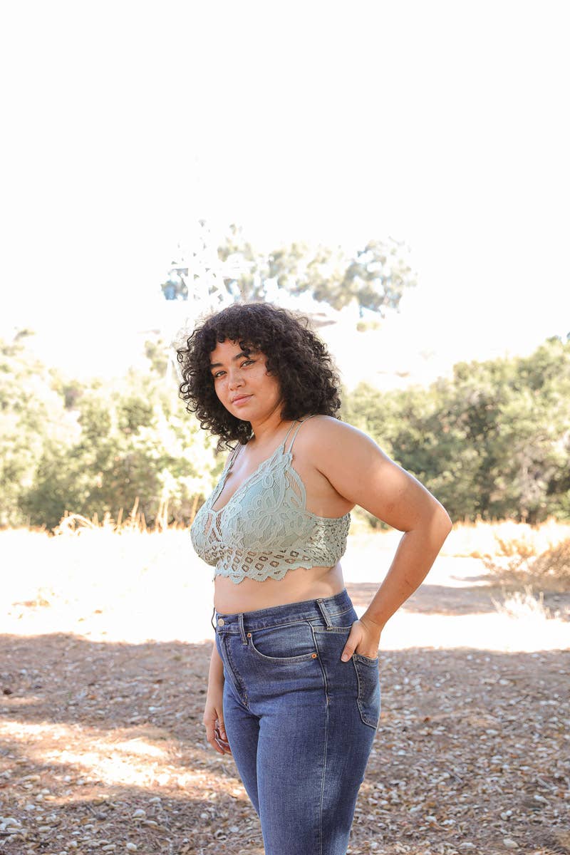 Leto Accessories - Wholesale Bralette - Women's - Crochet Lace Longline Bralette–XL, Padded, Stylish Comfort🌼9