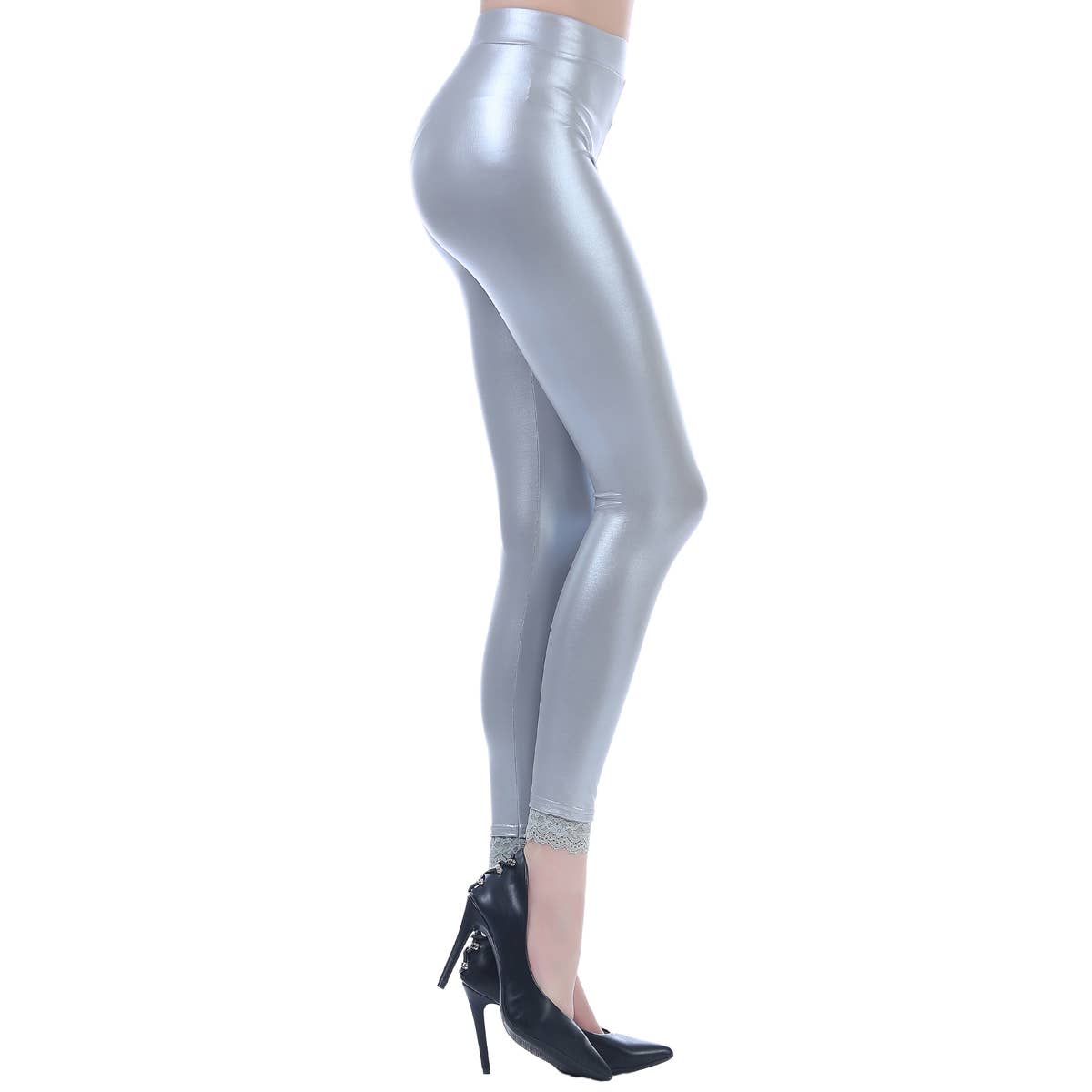 Mad Style - Wholesale Fashion Leggings - Women's - Silver Liquid Matte Metallic Leggings1