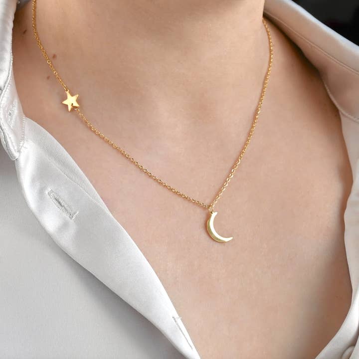 Moon and Star Necklace- Waterproof Crescent Necklace and other Purchase Wholesale crescent moon charms. Free Returns & Net 60 Terms on Faire trending on Faire.