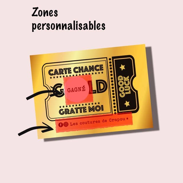 GRATTE MOI papeterie – Großhandel Briefpapier-/Postkarten-Set – Golden Ticket - anpassbare Rubbelkarte1