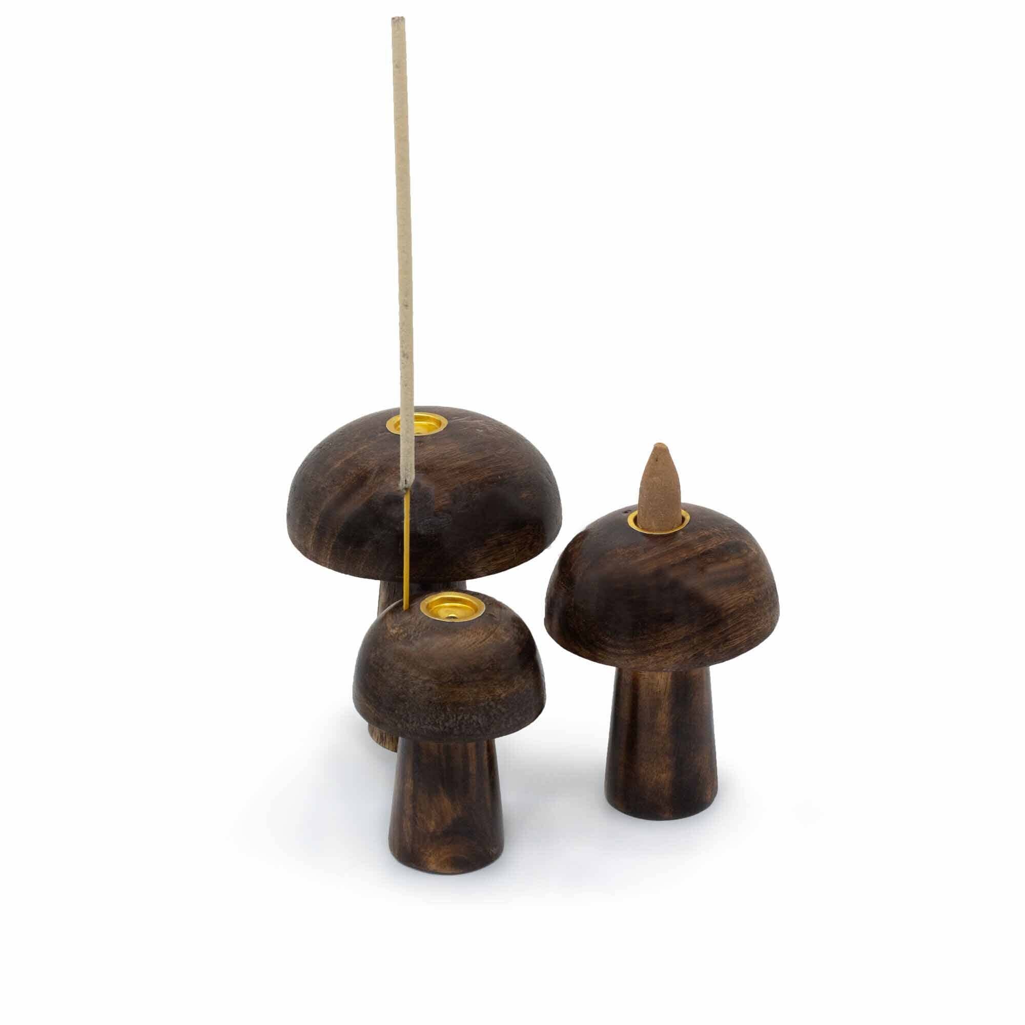 Ancient Wisdom – wholesale Incense holder – Set of 3 Incense Cone Mushrooms ((10cm 9cm 8cm)2