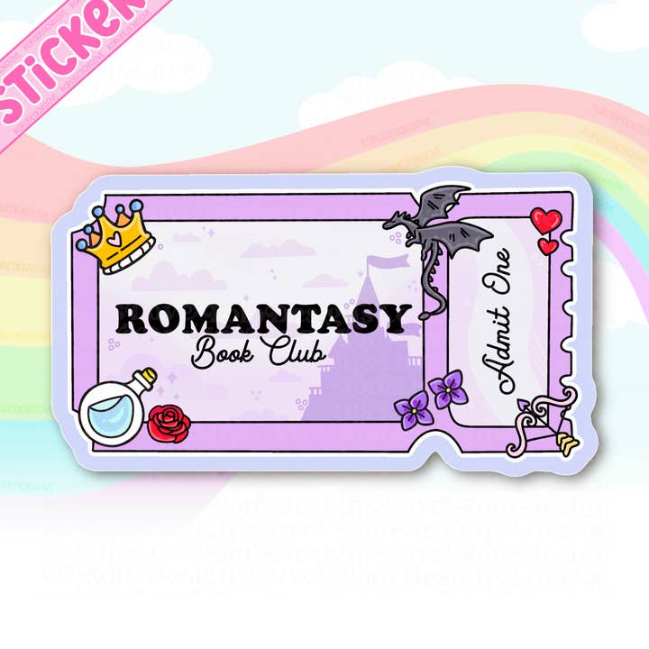 Billet d'amateur de club de lecture Romantasy autocollant pour Kindle pour la vente par RoroDesignsLove