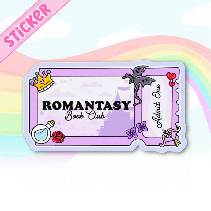 Romantasy bookclub lover ticket stub sticker for kindle for wholesale by RoroDesignsLove