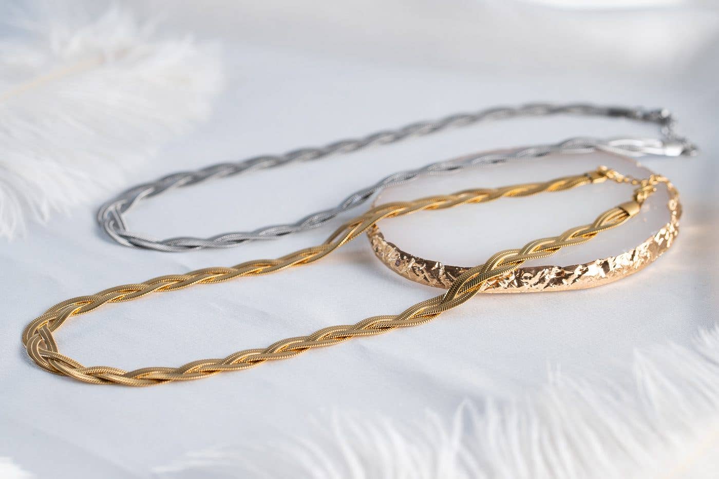 Goupi – Colar de elos e correntes por atacado – Corrente Trançada Aço Serpente Impermeável1