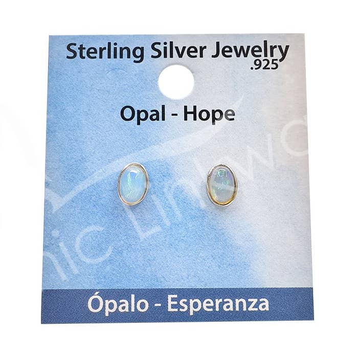 Oceanic Linkways Inc - Vente Clous d'oreille - (PAIRE) ARGENT STERLING - CLOUS D'OREILLES OVALE OPAL 7 MM L0