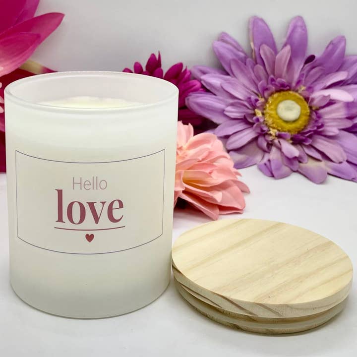 Hello Love-Decor-11.5 oz Soy Candle-Encouraging-Positivity for wholesale by Jamcat Candles