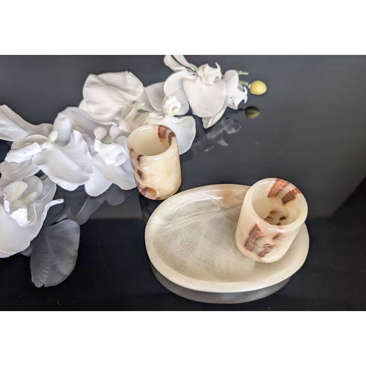 OnyxBowl - Wholesale Shot Glass - Precious Onyx Shot Glass (2 CUP) Stone Art2