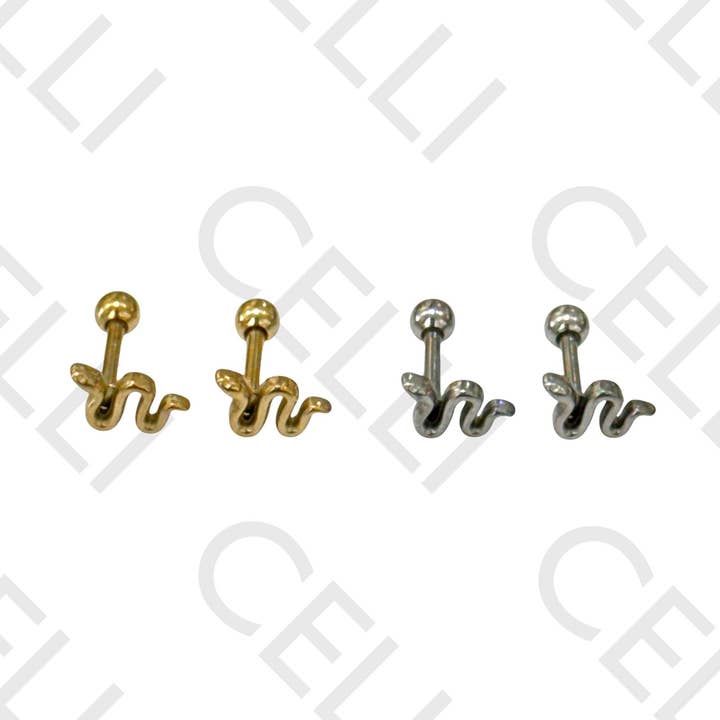 Celli Biju - Wholesale Single Earring - Steel Piercing - snake2