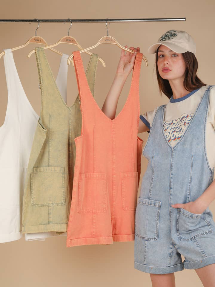 NP70785-Washed Denim Casual Romper for wholesale by VERY J