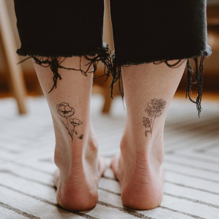 Saint Tattoos - Wholesale Temporary Tattoo - November Birth Flower - Chrysanthemum Temporary Tattoos1
