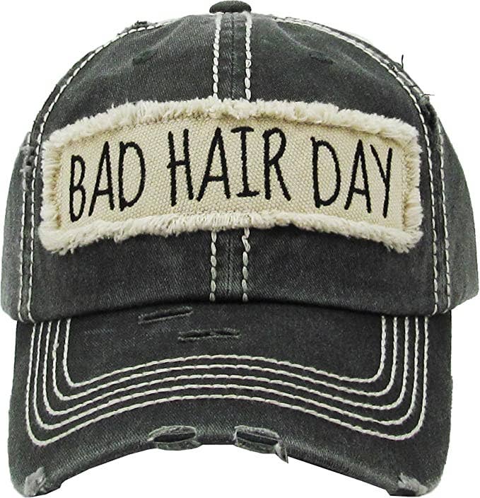 Funky Junque - Wholesale Baseball Cap - Women's - Vintage Patch Hat - Bad Hair Day (Black)0