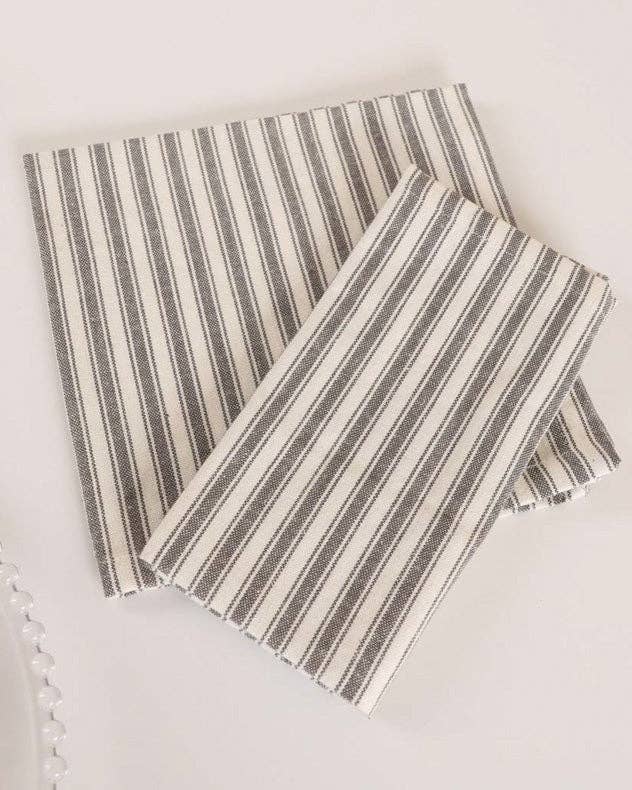 Dibor – wholesale Dinner & cloth napkin – Set of 4 Grey Stripe Fabric Napkins1