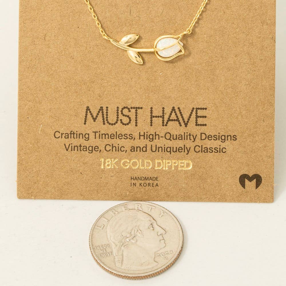 Fame Accessories - Wholesale Pendant/Charm Necklace - Gold Dipped Dainty Tulip Pendant Necklace3