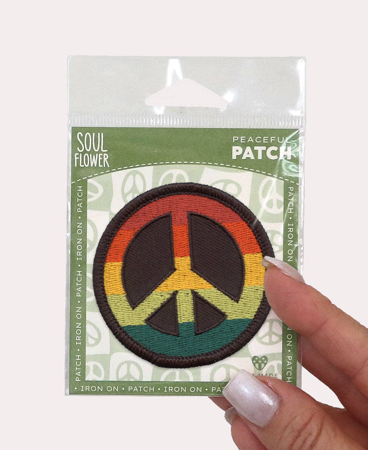 Soul Flower - Wholesale Patch - Rainbow Peace Sign Iron-On Patch - Peace Patch