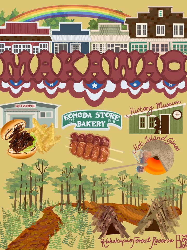 Impression de la ville de Makawao pour la vente par B. Miyo Art