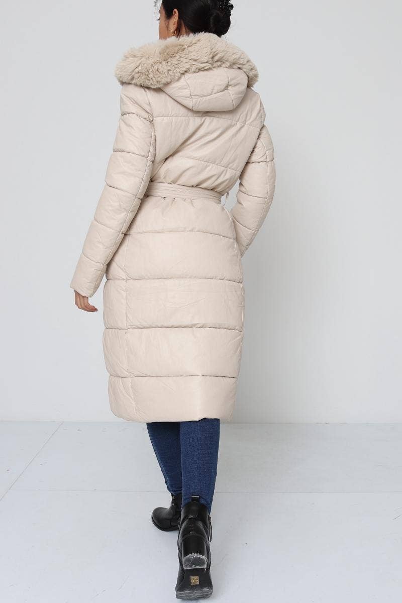 DIX-ONZE - Wholesale Puffer Jacket - Women's - Belted Long Down Jacket with Fur Collar6