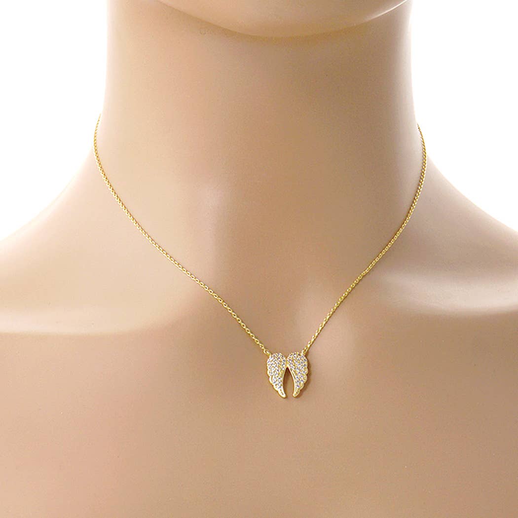Fashion City - Vente Colliers à pendentif - Collier en forme d'ailes en zircone cubique trempé dans l'or1