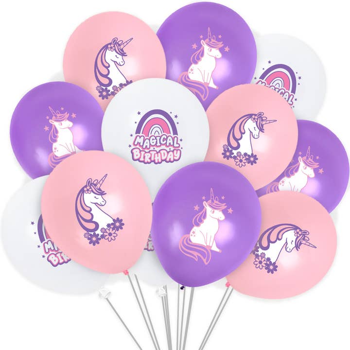 Unicorn Balloons - 12pk - Rainbow Unicorn Party Supplies for wholesale by Treasures Gifted