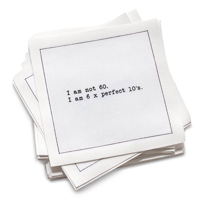 Citações de 60º Aniversário - Guardanapos de Coquetel de Algodão Branco x 50 por atacado de Five Star Napkins Inc.