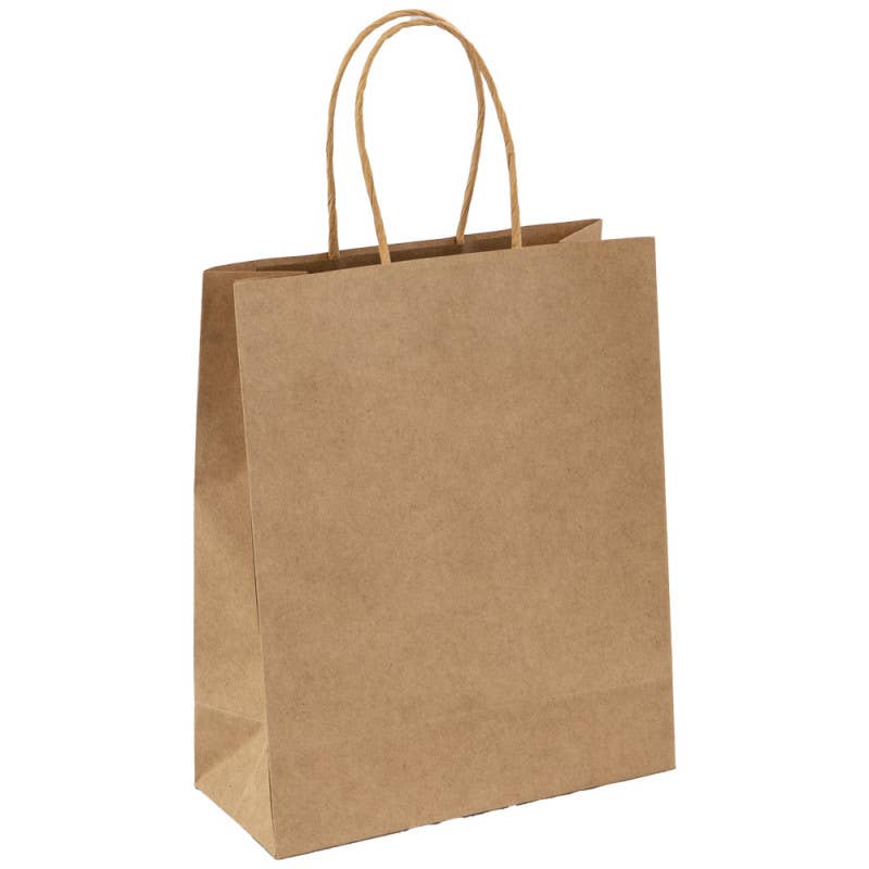 Deffrennes - Wholesale Gift Bag - Rectangular kraft bag with brown twisted handles 18x8x22cm0