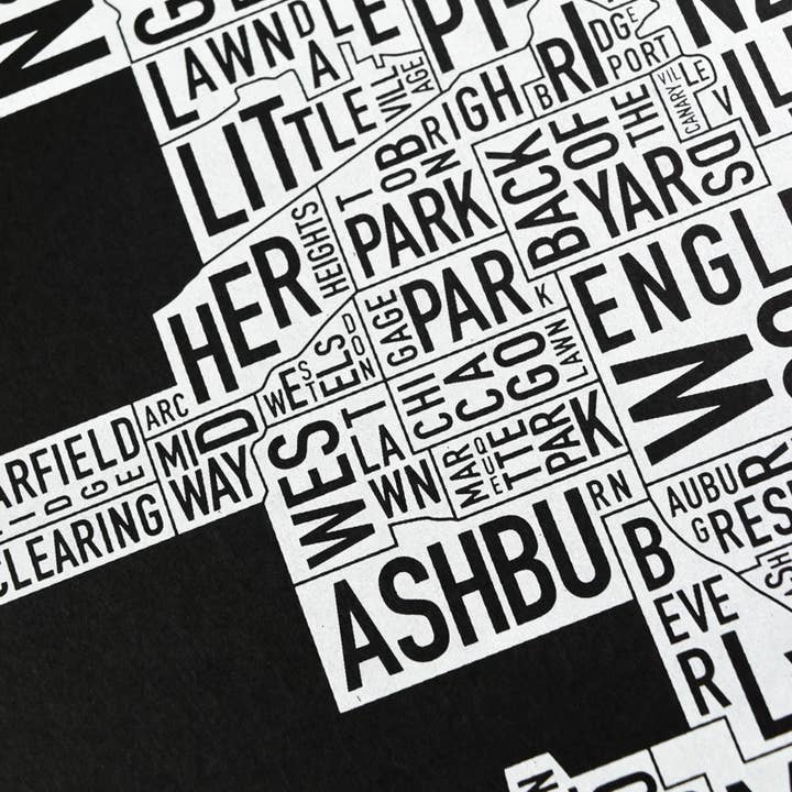 Ork Posters - Venta al por mayor Pósteres - Serigrafía del mapa del barrio de Chicago de 18" x 61 cm