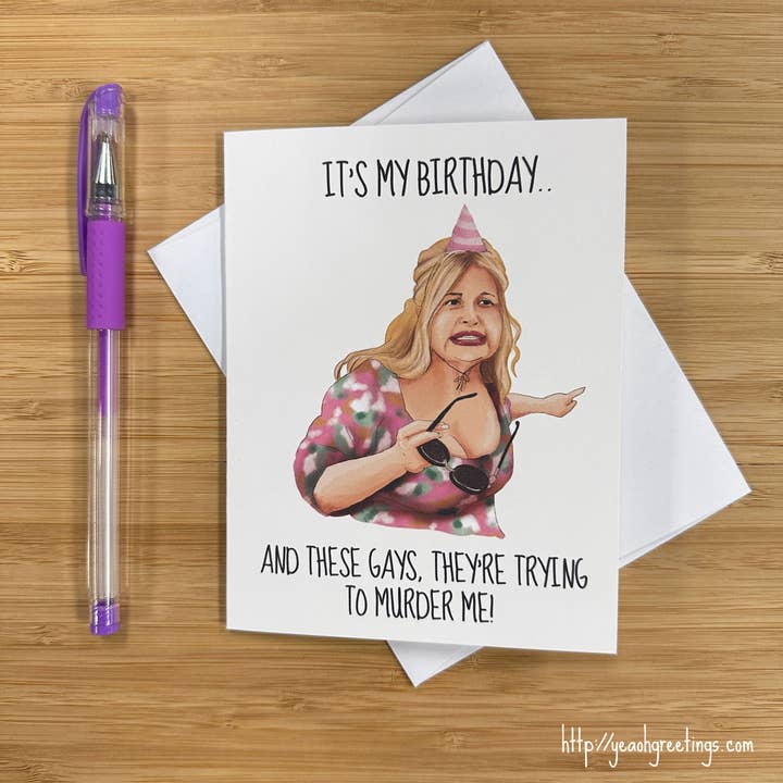 Yeaoh! Greetings - Wholesale Birthday Card - Jennifer Coolidge White Lotus Birthday Card, Funny Meme