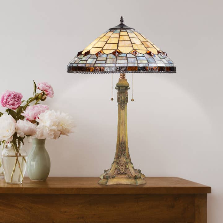 River of Goods - Wholesale Accent/Desk Lamp - 26.75"H Stained Glass Dome Shade Candlestick Table Lamp