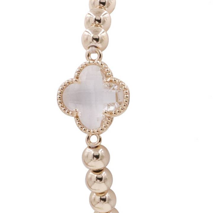 MiMi Wholesale - Wholesale Beaded Bracelet - CB2212 Clover Charm Beaded Bracelet