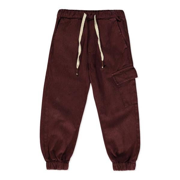 Inverness brown twill joggers for wholesale by Poppet & Fox