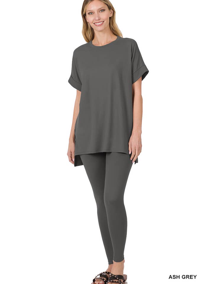 42POPS – Großhandel Loungewear-Set – Damen – Mikrofaser-Oberteil & Leggings 2-teiliges Set4