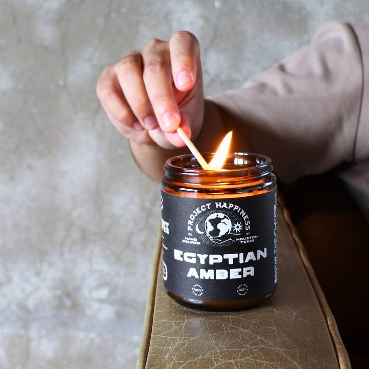 Egyptian Amber Soy Candle - 8oz for wholesale by Project Happiness Candle Co.