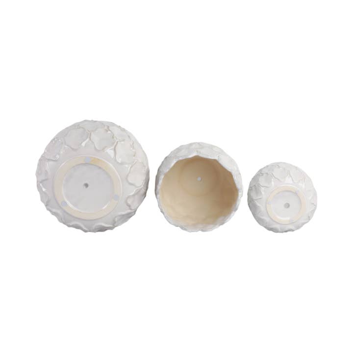 Sagebrook Home - Wholesale Plant Pot - Planters Set of 3 - White Ceramic Cloudy Petal, 9/12/15 in.10