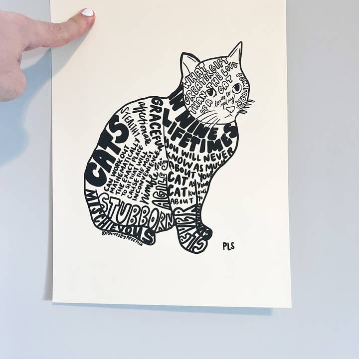 Prints By Preetha - Wholesale Art Print - Clever Cat Print, Cat Gift, Cat Home Decor, Funny Cat Art