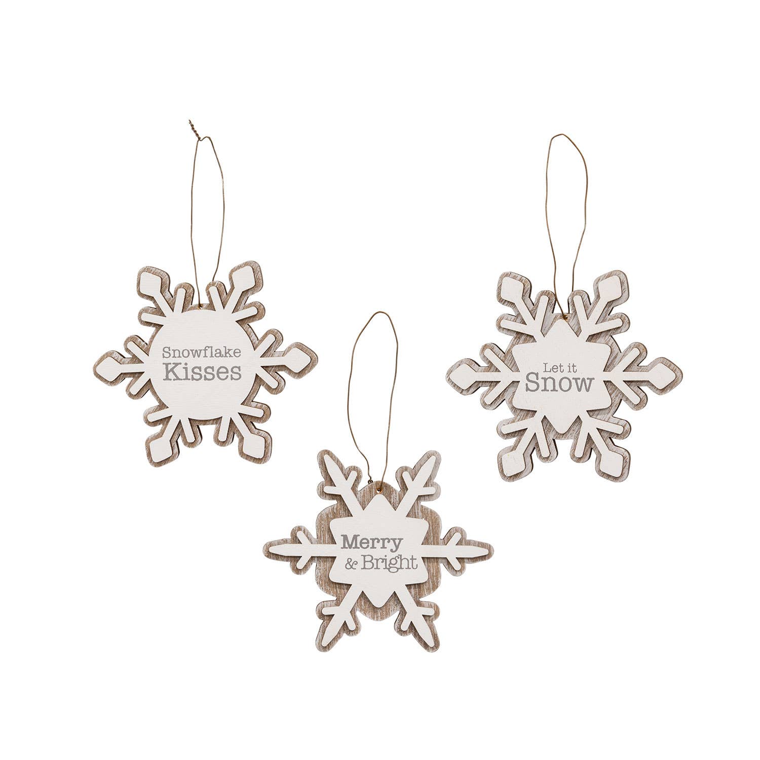 Col House Designs - Wholesale Ornament Set - 3/Set, Merry & Bright Layered Snowflake Ornaments0
