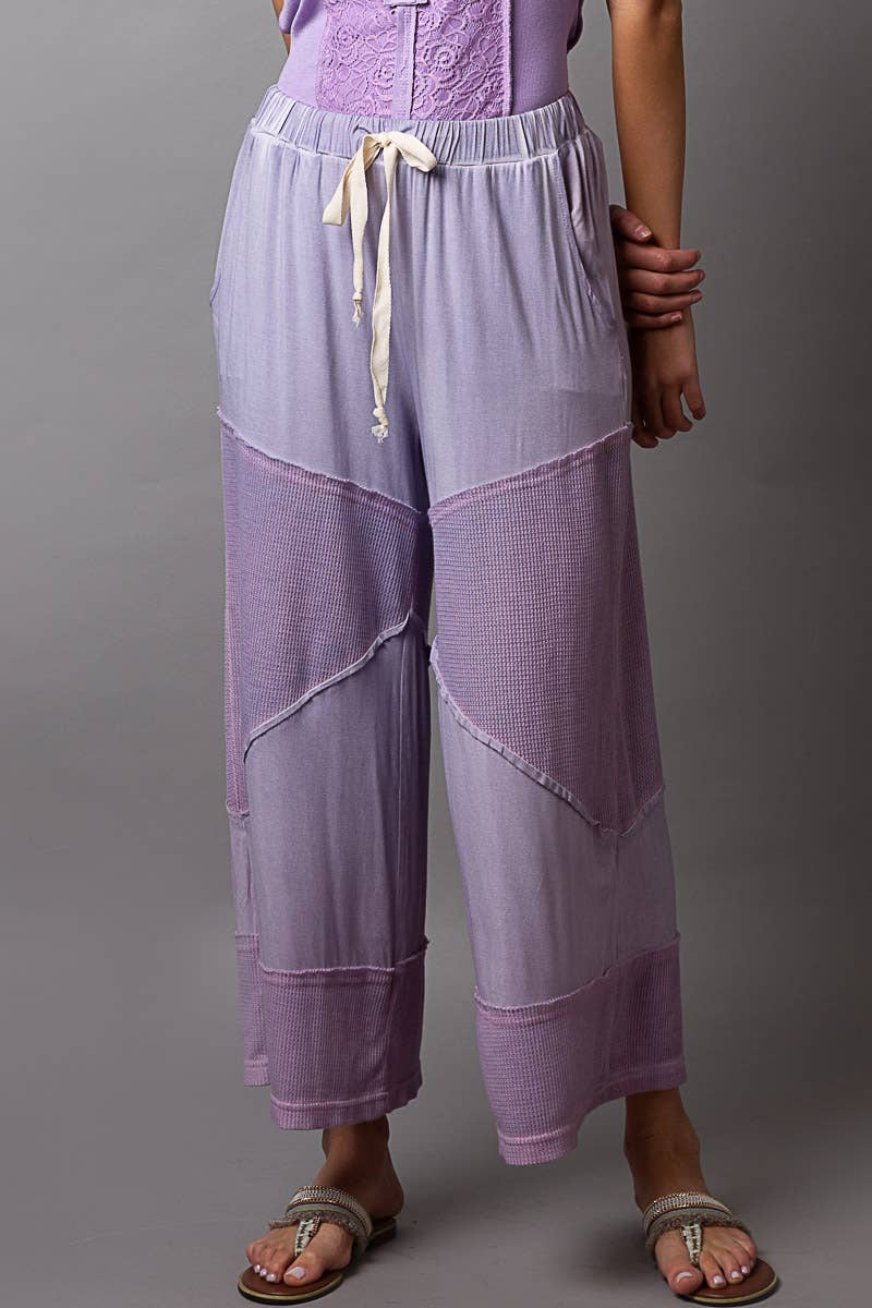 Pol Clothing - Wholesale Pants - Women's - Contrast ribbed elastic waist casual knit culottes pants18