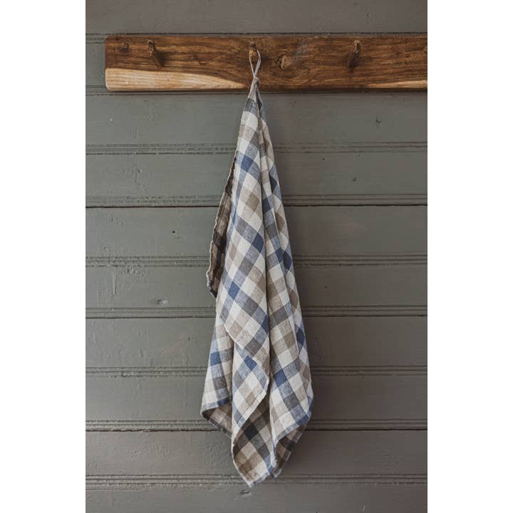 Linen Hand Towels, Blue Gray Gingham Checks for wholesale on Faire2