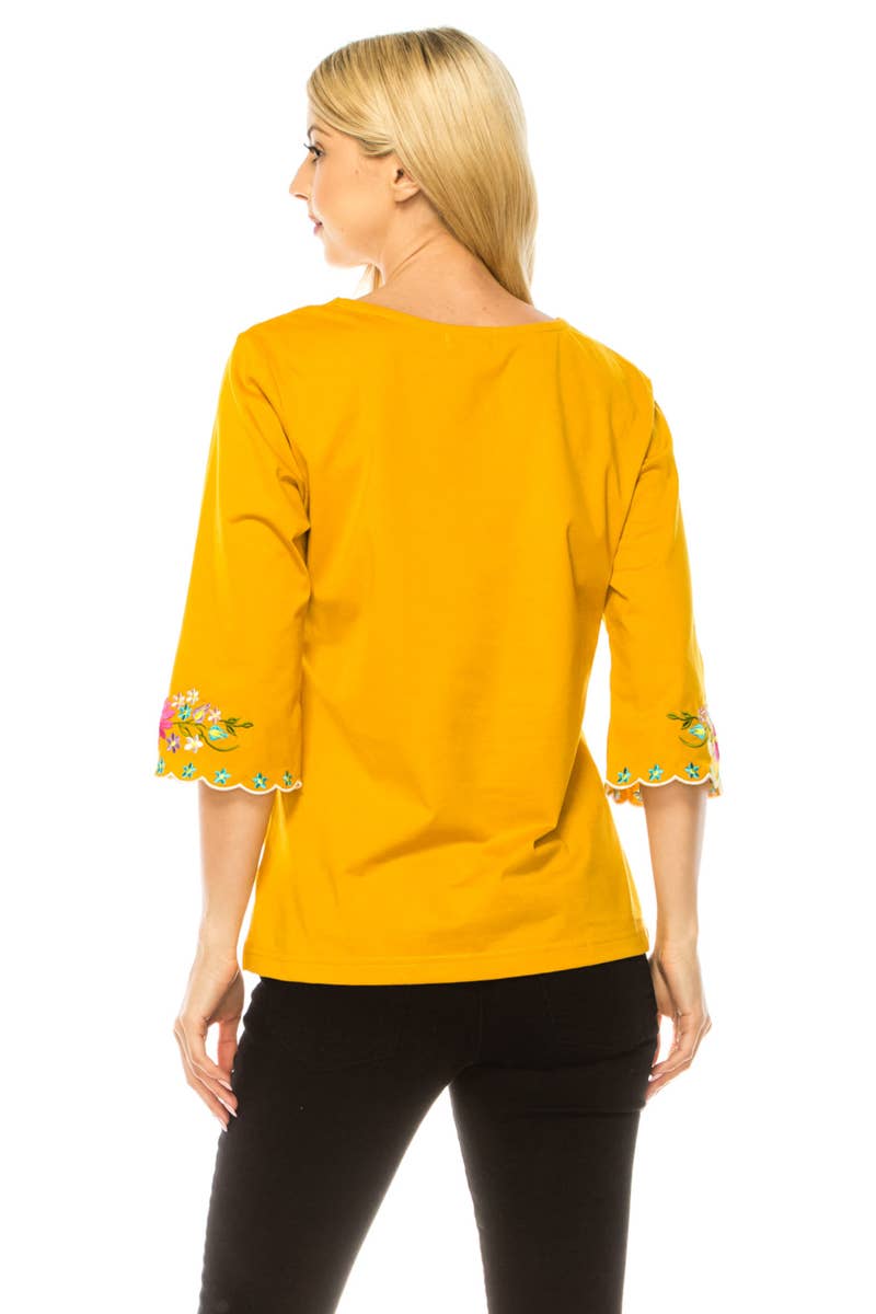 Unik - Vente Chemisier – femme - Adulte Traditionnel Brodé Manches 3/4 S-3XL5