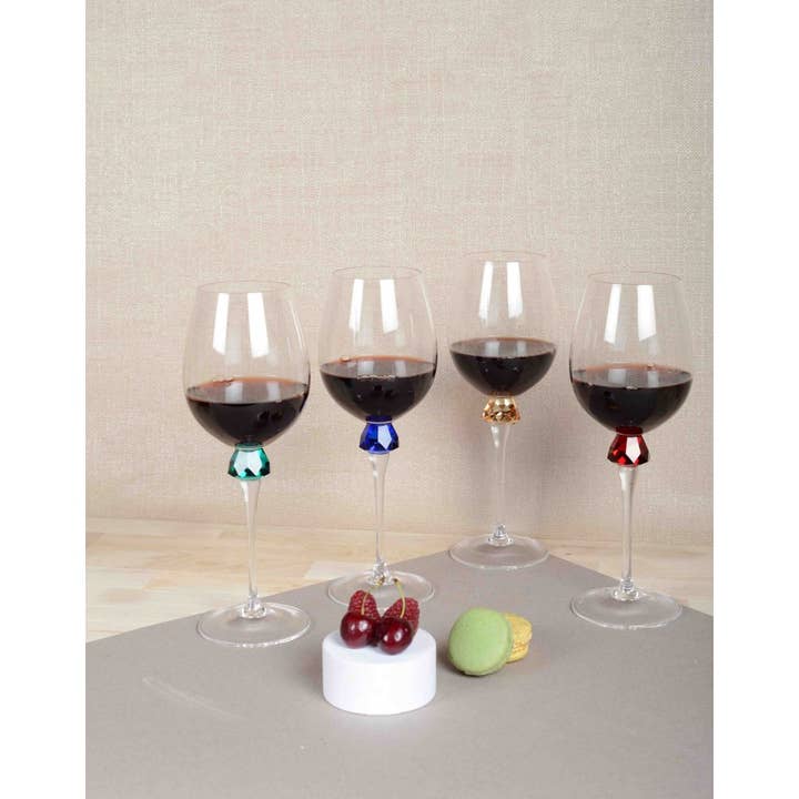 AULICA - Wholesale Wine Glass - Diamond stem wine glasses 4 colors - set of 42