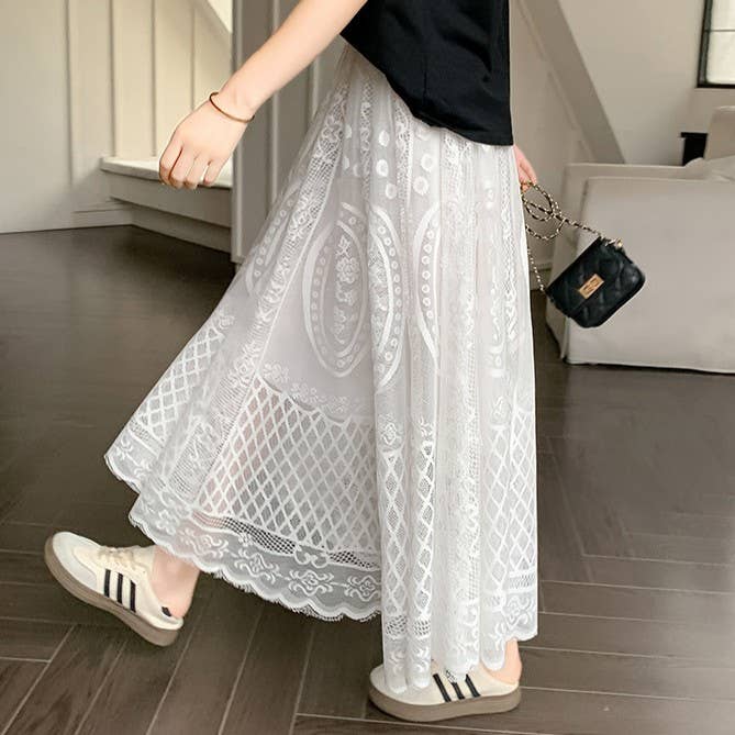 PEACH ACCESSORIES - Wholesale Skirt - Women's - Circles Lace Maxi Skirt SK20210