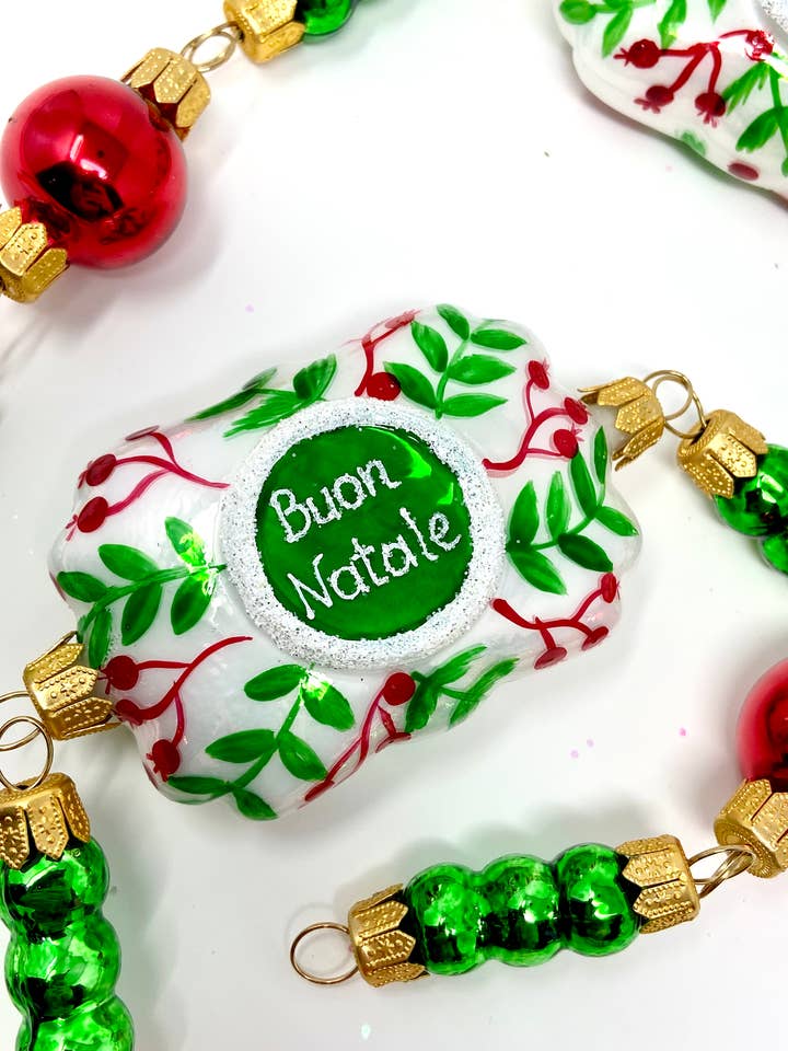 Guirlande de Noël en verre poli Buon Natale Italian Pride pour la vente par Kenzies of London