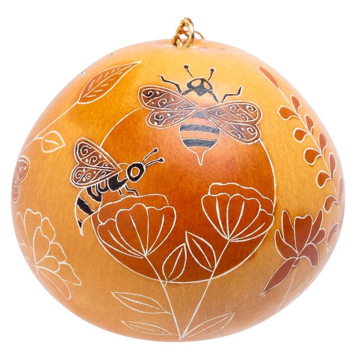 Lucuma Designs - Venta al por mayor Adornos - Adorno de calabaza con forma de abeja y flores silvestres, regalo natural2