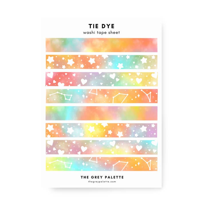 Feuille d'autocollants Tie Dye Washi pour la vente par The Grey Palette