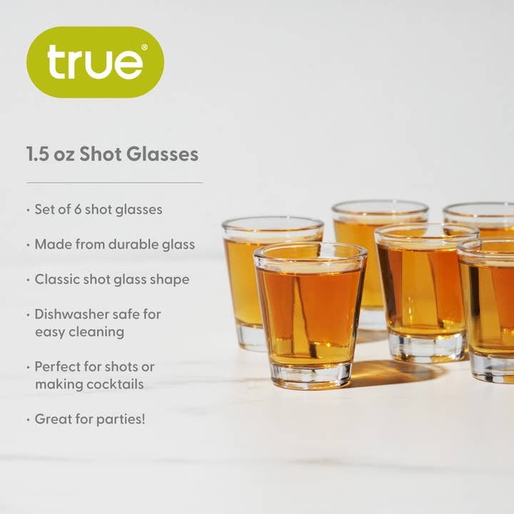 TRUE - Wholesale Shot Glass - Shooter Classic Glass Shot Glasses - 1.5 oz - Set of 6