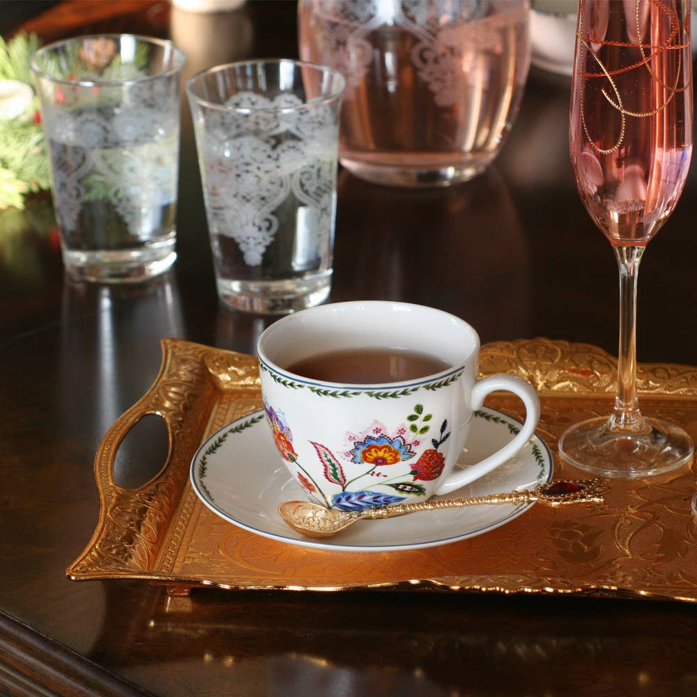 STP - Wholesale Coffee/Tea Cup - Byzantium Flowers Porcelain Cup w/ Saucer 8.8 fl oz Set of 25