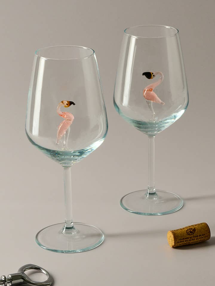 Copa de vino con flamencos rosas dentro, Copa de Aperol para venta al por mayor de Glamuran Berlin