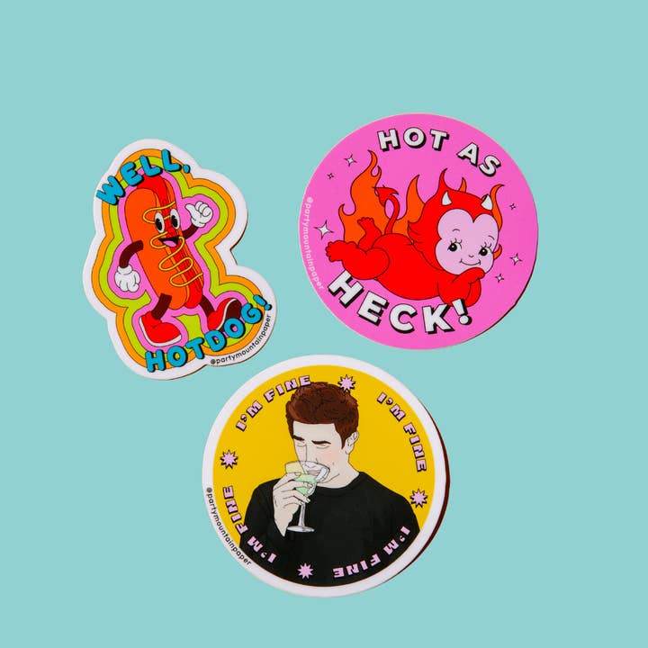 Party Mountain Paper co. - Wholesale Phone & Laptop Stickers - Well, Hotdog! Sticker | Last Chance