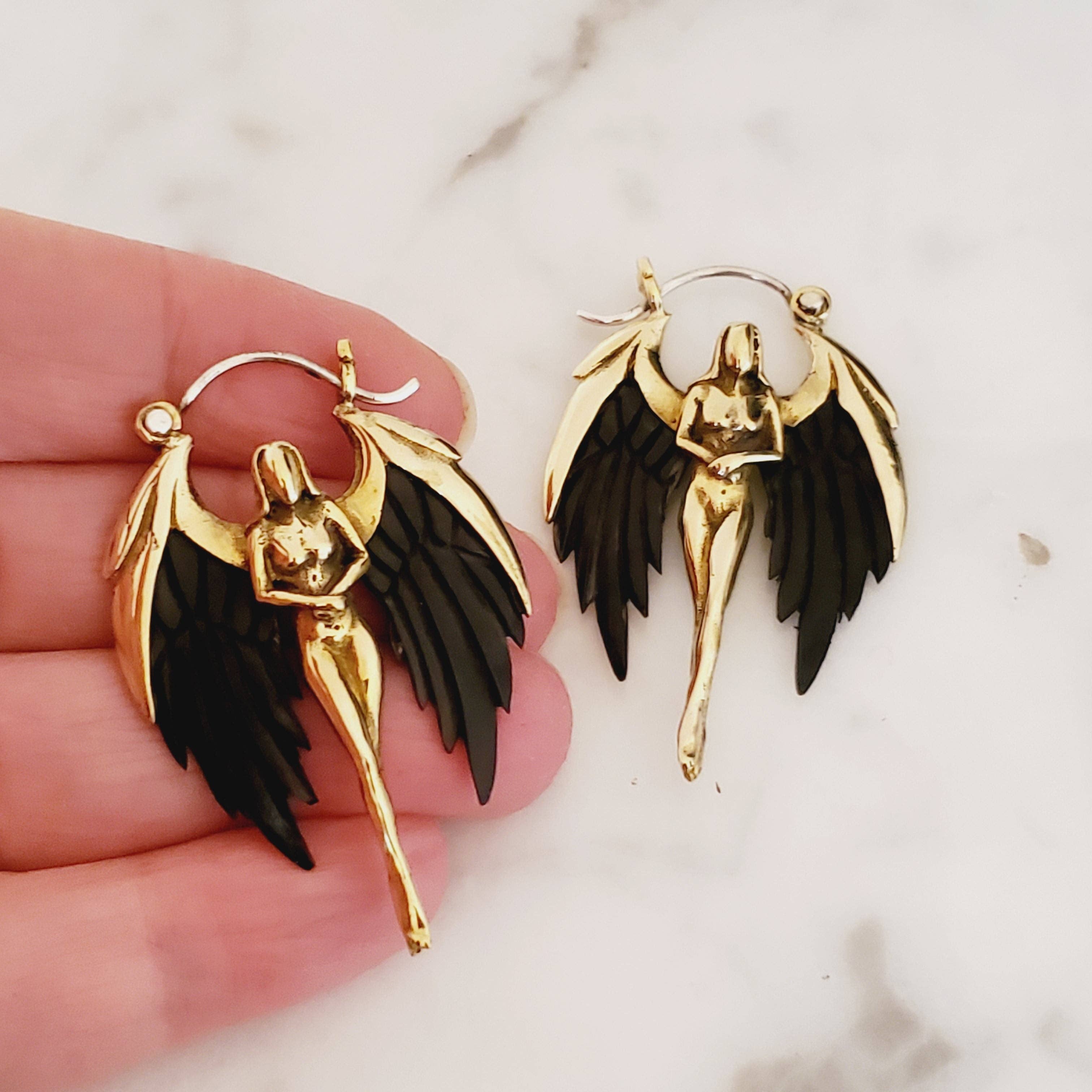 Dalfiya – Engroshandel Hoops – Dark Angel Hoop øreringe udskåret i Bali .925 øretråd1