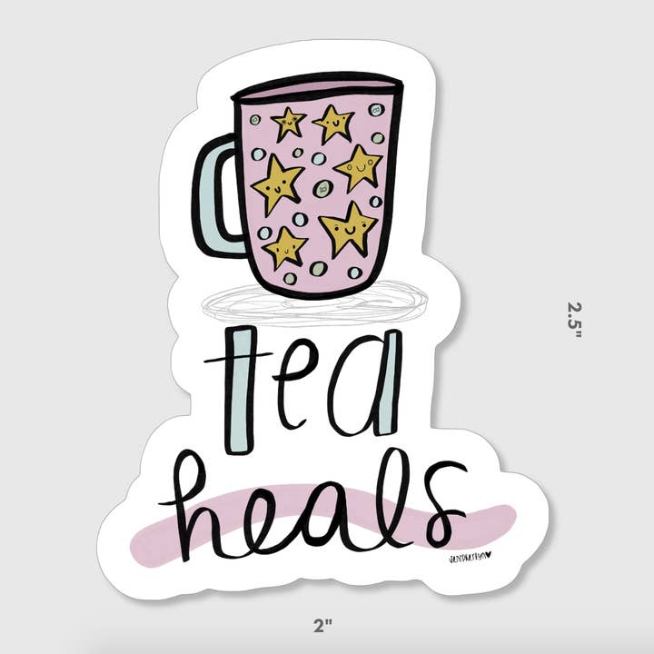 Tea Heals - Vinyl Sticker for wholesale by Jenipher Lyn / Nightly Doodles