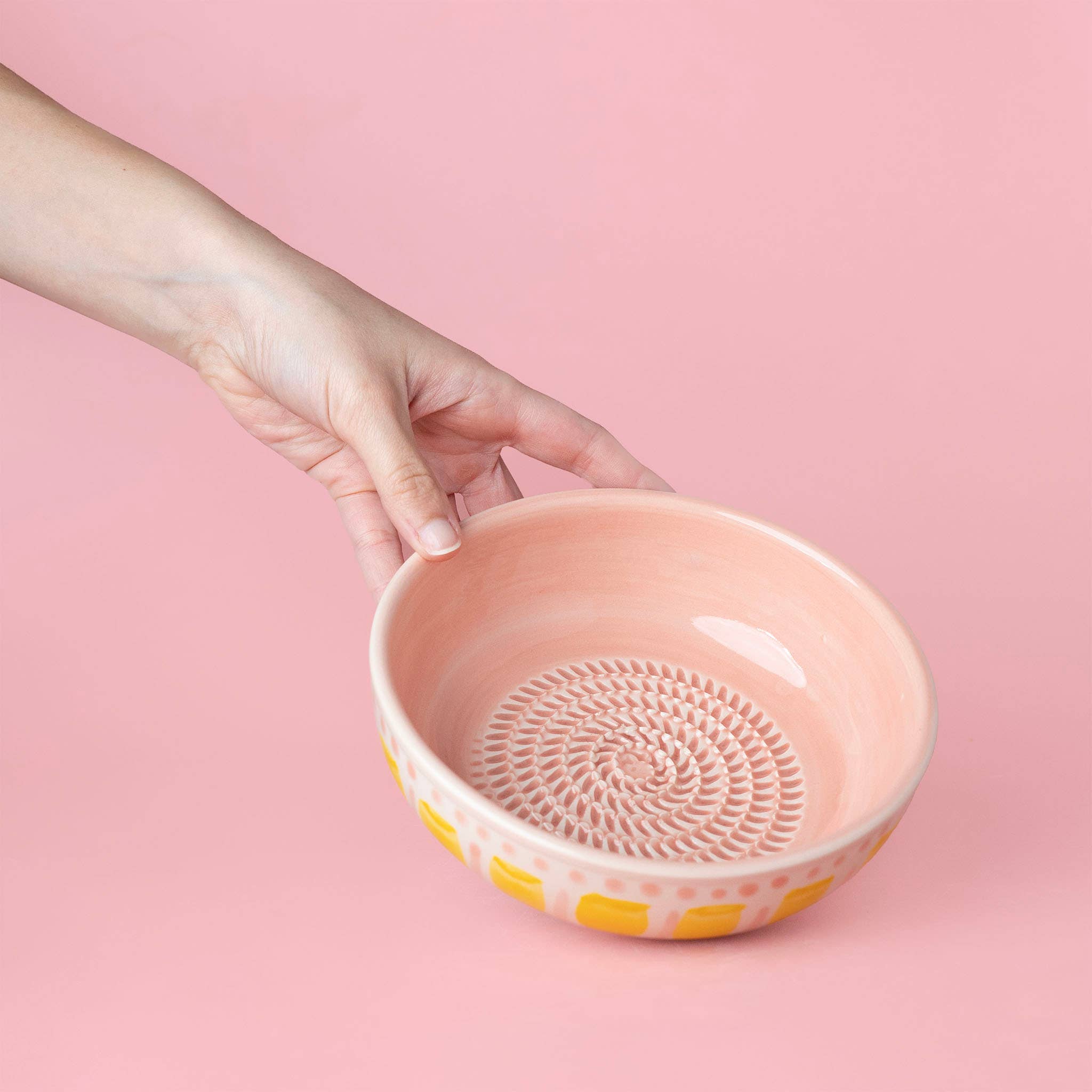 Alfar Tierra Cocida - Wholesale Grater - Vintage Pottery Grater Bowl – Pink and Yellow / VALENTINA6