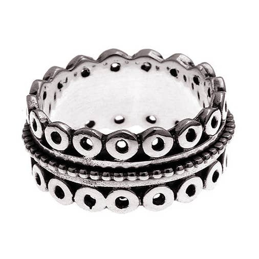 Taslan Embroidered Sterling Silver Spinner Ring for wholesale by Cynthia Gale New York